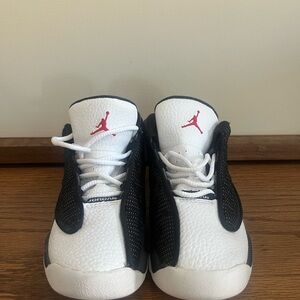 Jordan Kids' White and Black Sneakers with Red Logo